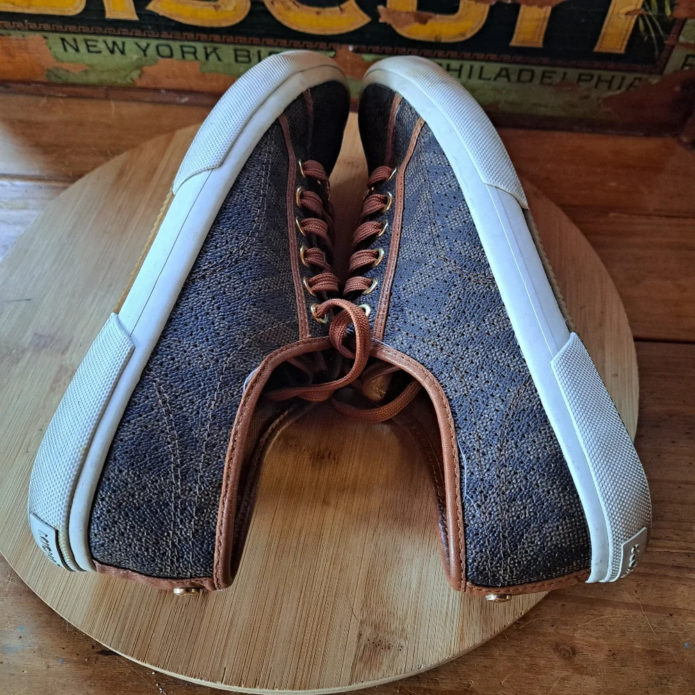 Michael Kors Boerum Sneakers Women's Size 8 Brown MK Logo Signature Casual